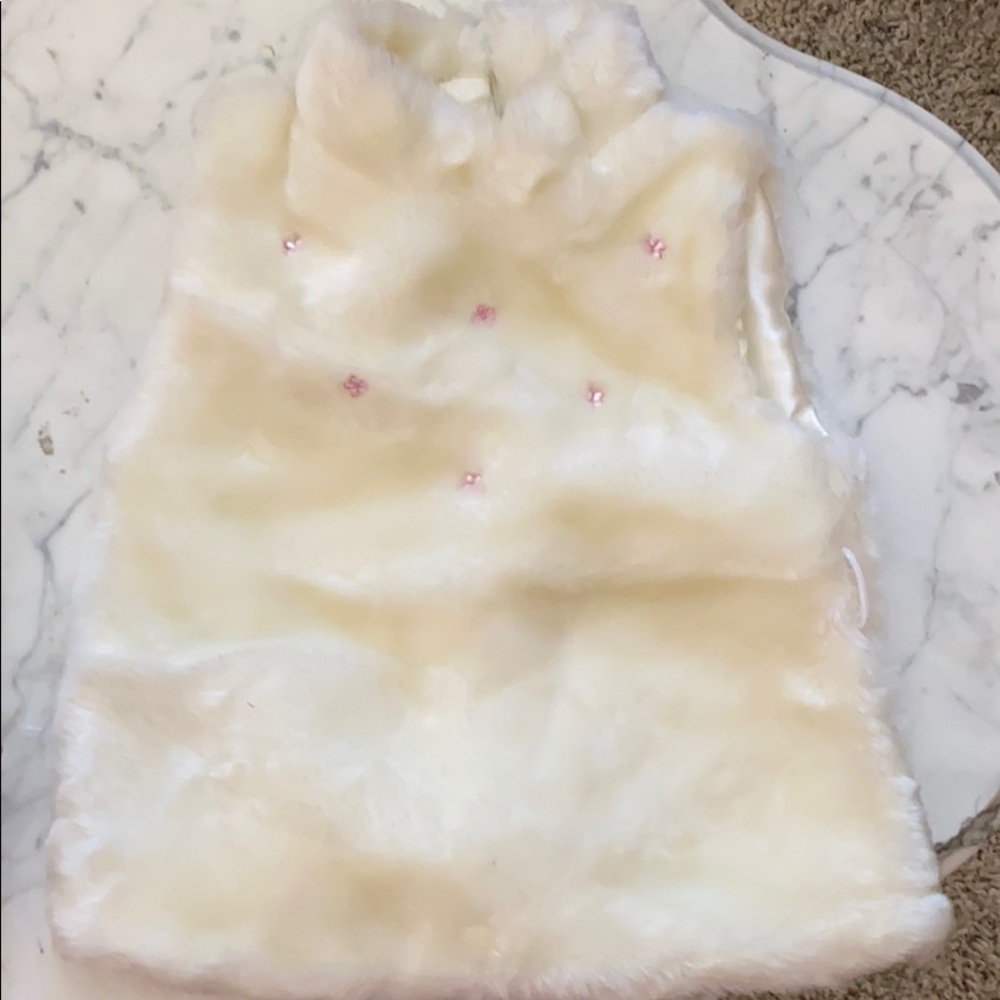 Faux fur little girls vest top